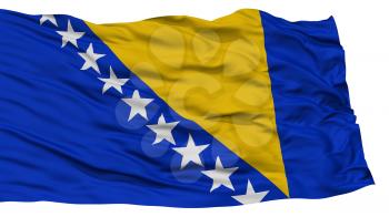 Isolated Bosnia and Herzegovina Flag, Waving on White Background, High Resolution