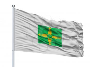 Distrito Federal City Flag On Flagpole, Country Brasil, Isolated On White Background, 3D Rendering