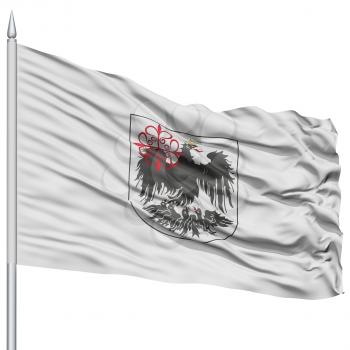 Buenos Aires City Flag on Flagpole, Capital City of Argentina, Flying in the Wind, Isolated on White Background