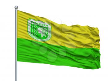 Yambol City Flag On Flagpole, Country Bulgaria, Isolated On White Background, 3D Rendering