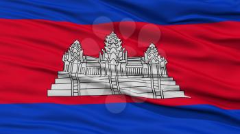 Closeup Cambodia Flag, Waving in the Wind, High Resolution
