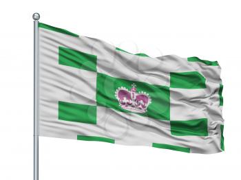 Charlottetown City Flag On Flagpole, Country Canada, Isolated On White Background, 3D Rendering