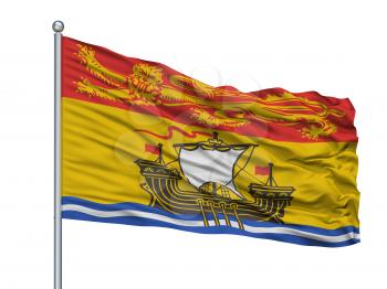 New Brunswick City Flag On Flagpole, Country Canada, Isolated On White Background, 3D Rendering