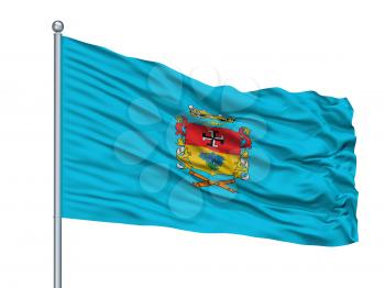 Linares City Flag On Flagpole, Country Chile, Isolated On White Background, 3D Rendering
