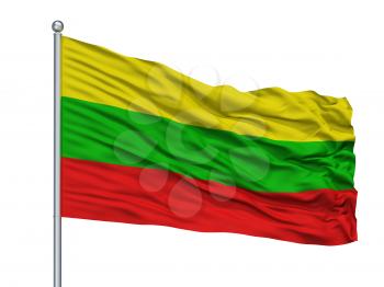 Ibague City Flag On Flagpole, Country Colombia, Isolated On White Background, 3D Rendering