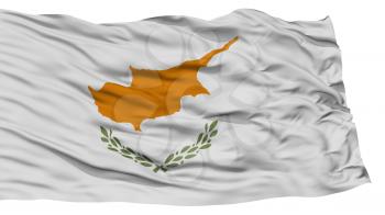 Isolated Cyprus Flag, Waving on White Background, High Resolution