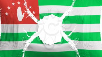 Abkhazia flag with a hole, white background, 3d rendering