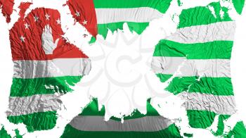 Abkhazia torn flag fluttering in the wind, over white background, 3d rendering