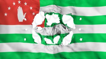 Holes in Abkhazia flag, white background, 3d rendering