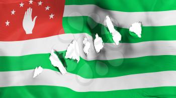 Abkhazia flag perforated, bullet holes, white background, 3d rendering