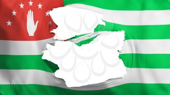 Tattered Abkhazia flag, white background, 3d rendering