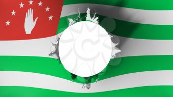 Hole cut in the flag of Abkhazia, white background, 3d rendering