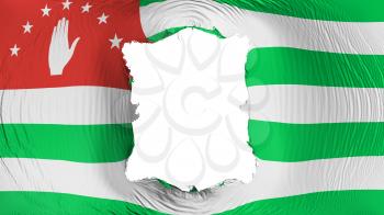 Square hole in the Abkhazia flag, white background, 3d rendering