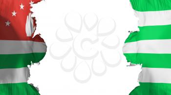 Blasted Abkhazia flag, against white background, 3d rendering