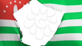 Cracked Abkhazia flag, white background, 3d rendering