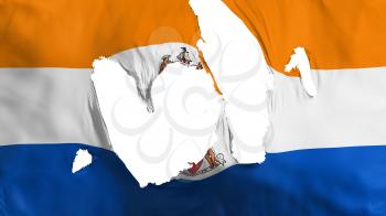 Ragged Albany city, capital of New York state flag, white background, 3d rendering