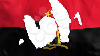 Ragged Angola flag, white background, 3d rendering