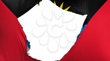 Cracked Antigua and Barbuda flag, white background, 3d rendering