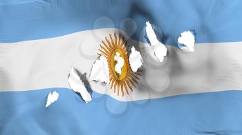 Argentina flag perforated, bullet holes, white background, 3d rendering