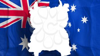 Ripped Australia flying flag, over white background, 3d rendering