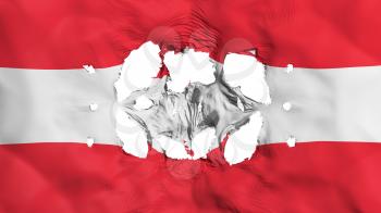 Holes in Austria flag, white background, 3d rendering