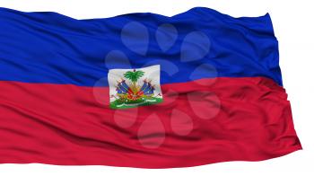 Isolated Haiti Flag, Waving on White Background, High Resolution