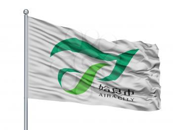 Aira City Flag On Flagpole, Country Japan, Kagoshima Prefecture, Isolated On White Background
