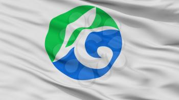 Kuji City Flag, Country Japan, Iwate Prefecture, Closeup View, 3D Rendering