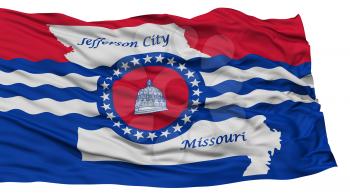 Isolated Jefferson City Flag, City of Missouri State, Waving on White Background, High Resolution