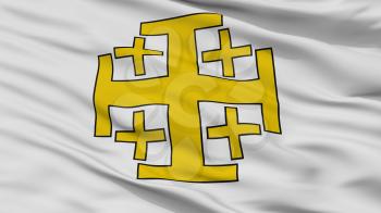 Jerusalem Cross Closeup Flag, 3D Rendering