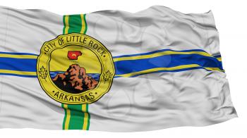 Isolated Little Rock Flag, Capital of Arkansas State, Waving on White Background, High Resolution