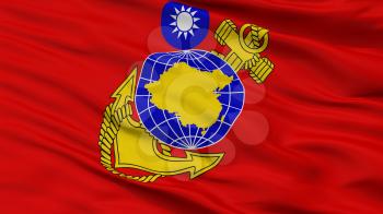 Republic Of China Marine Corps Flag, Closeup View, 3D Rendering