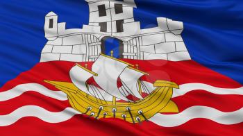 Belgrade City Flag, Country Serbia, Closeup View, 3D Rendering