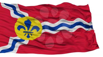 Isolated St. Louis City Flag, City of Missouri State, Waving on White Background, High Resolution