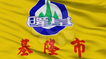 Keelung City Flag, Country Taiwan, Closeup View, 3D Rendering