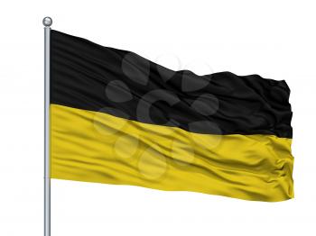 Habsburg Monarchy Flag On Flagpole, Isolated On White Background, 3D Rendering