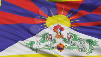 Tibet Flag Closeup View, 3D Rendering