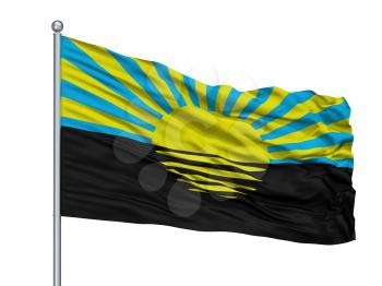 Alex K Chernihiv Prapor City Flag On Flagpole, Country Ukraine, Isolated On White Background