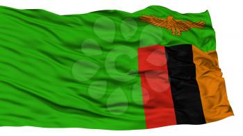 Isolated Zambia Flag, Waving on White Background, 3D rendering
