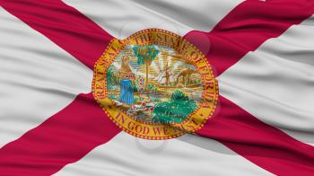 Closeup Florida Flag on Flagpole, USA state, Waving in the Wind, High Resolution