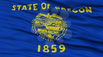 Closeup Oregon Flag on Flagpole, USA state, Waving in the Wind, High Resolution