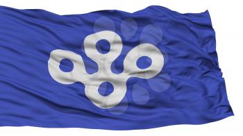 Isolated Osaka Japan Prefecture Flag, Waving on White Background, High Resolution