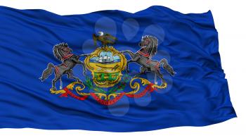 Isolated Pennsylvania Flag, USA state, Waving on White Background, High Resolution