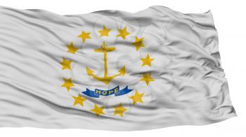 Isolated Rhode Island Flag, USA state, Waving on White Background, High Resolution