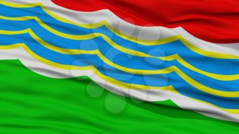 Closeup Tiraspol City Flag, Capital City of Moldova, Waving in the Wind
