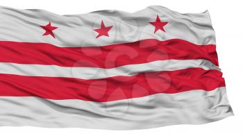 Isolated Washington DC Flag, USA state, Waving on White Background, High Resolution