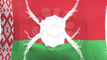 Belarus flag with a hole, white background, 3d rendering