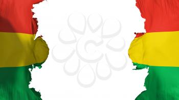 Blasted Bolivia flag, against white background, 3d rendering