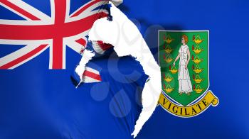 Damaged British Virgin Islands flag, white background, 3d rendering