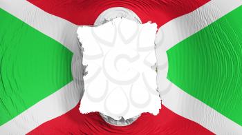 Square hole in the Burundi flag, white background, 3d rendering